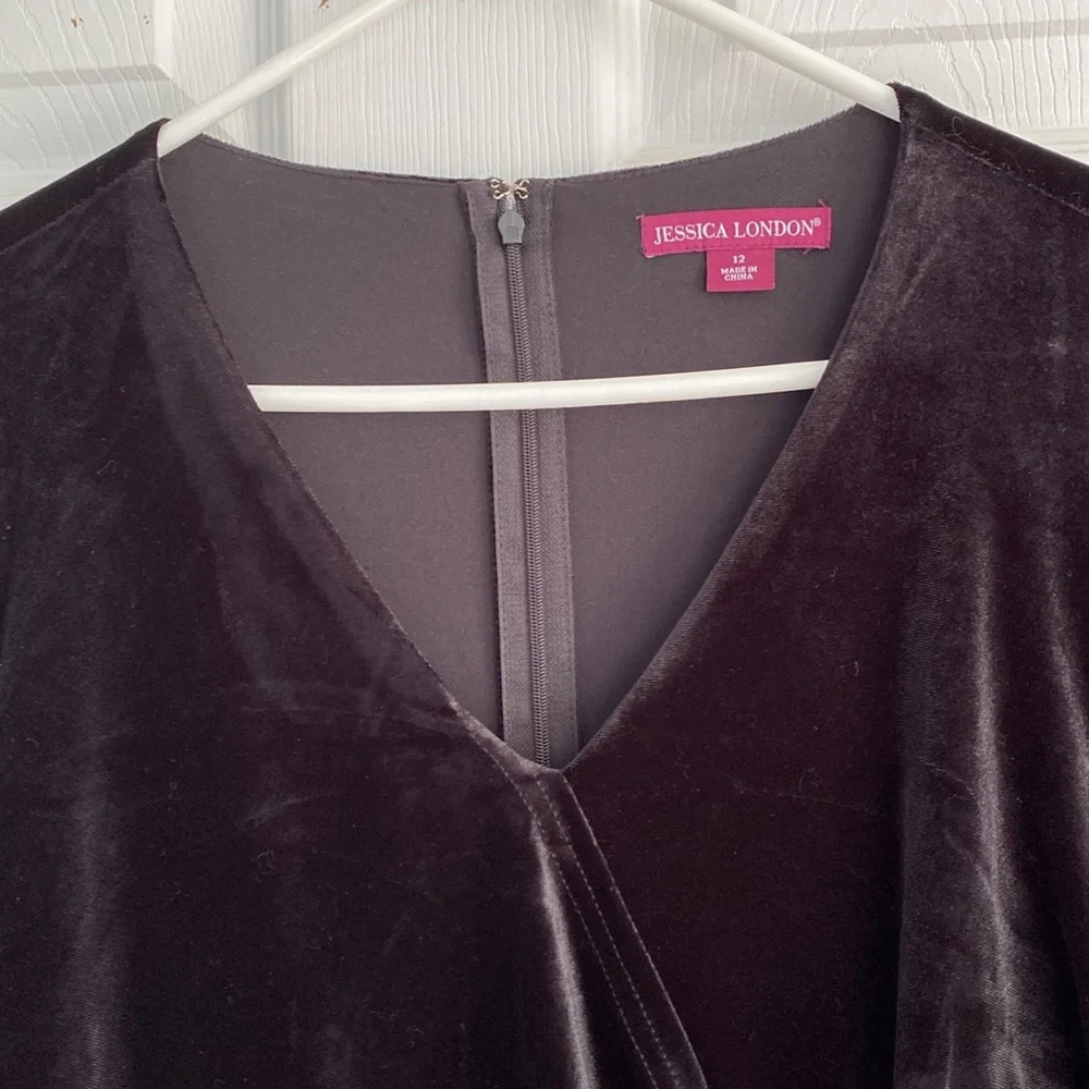 Jessica London long sleeve velvet and rayon black jumpsuit size 12 - Picture 2 of 6